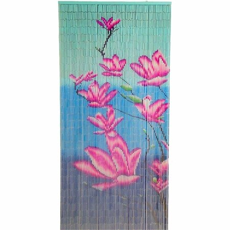 BAMBOO54 Blue Back Pink Flower Curtain 5262